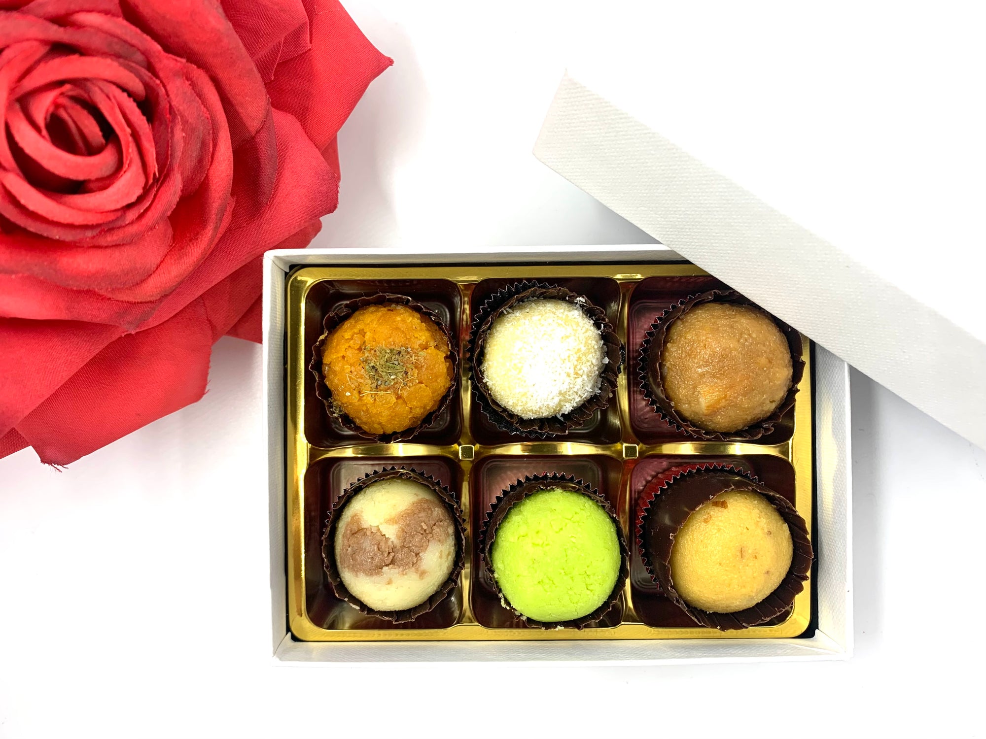 Valentine's Day Mini Mixed Mithai: White Gift Box
